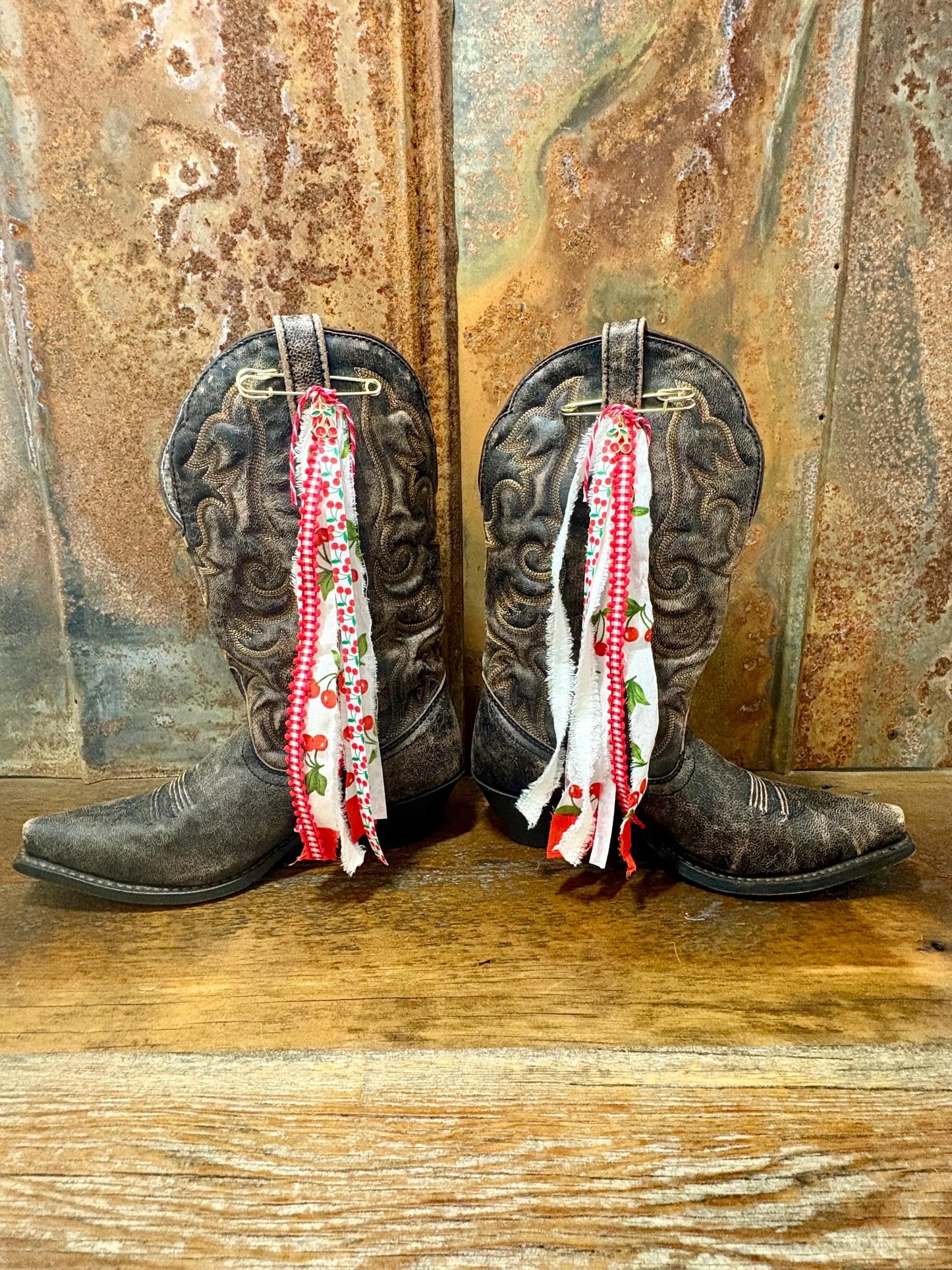 Cowboy Boot Ties Bows Dangles - Western Boho Cowgirl Handmade accessory - Cherry on Top