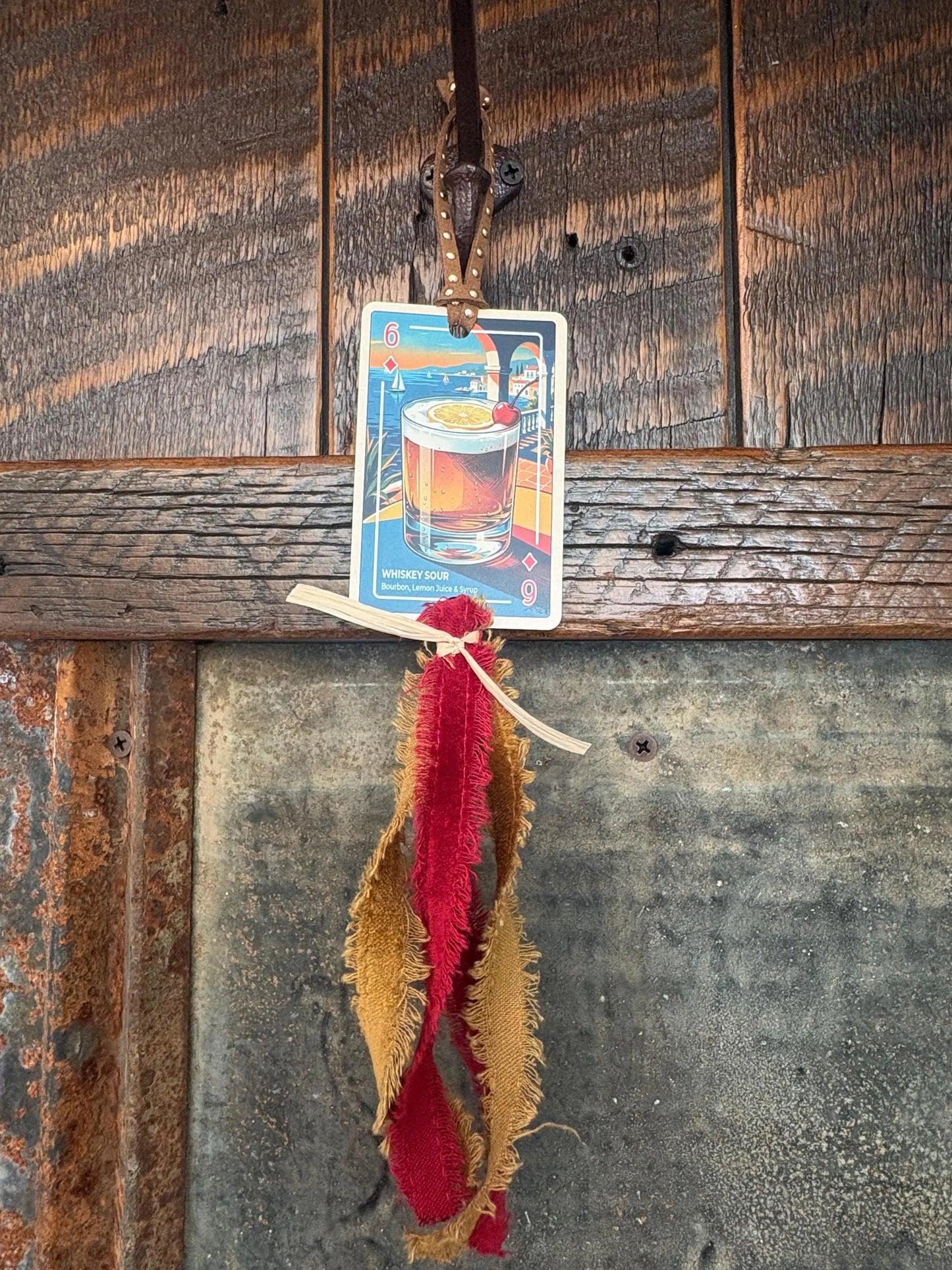 Upcycled Tropical Cocktail Playing Card Tassel Bookmark | Handmade Beaded Ribbon Charm