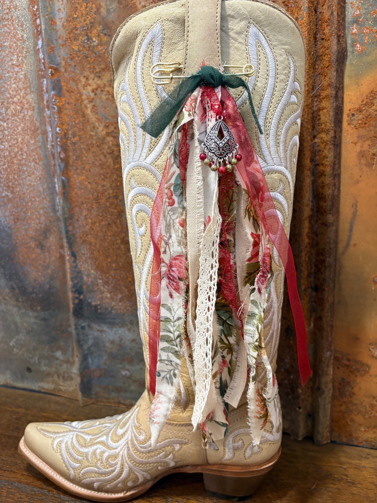 Cowboy Boot Ties Bows Dangles - Western Boho Cowgirl Handmade accessory - Flower Shop