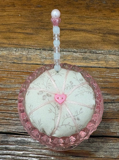 Handmade Egg Cup Pin Cushion – Decorative Mini Pincushion with Beaded Pin