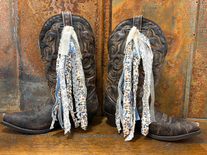 Cowboy Boot Ties Bows Dangles - Western Boho Cowgirl Handmade accessory - Porcelain