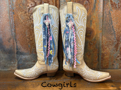 Cowboy Boot Ties Bows Dangles - Western Boho Cowgirl Handmade accessory -Cowgirls