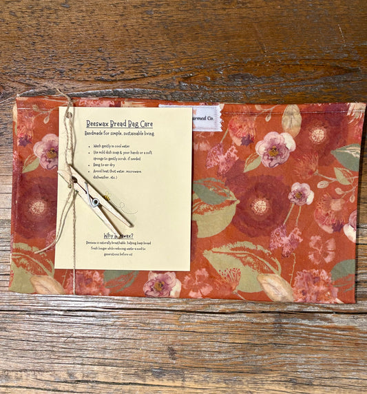 Handmade Organic Beeswax Bread Bag w/ Decorative Clothes Pin Clip – Reusable Eco Friendly
