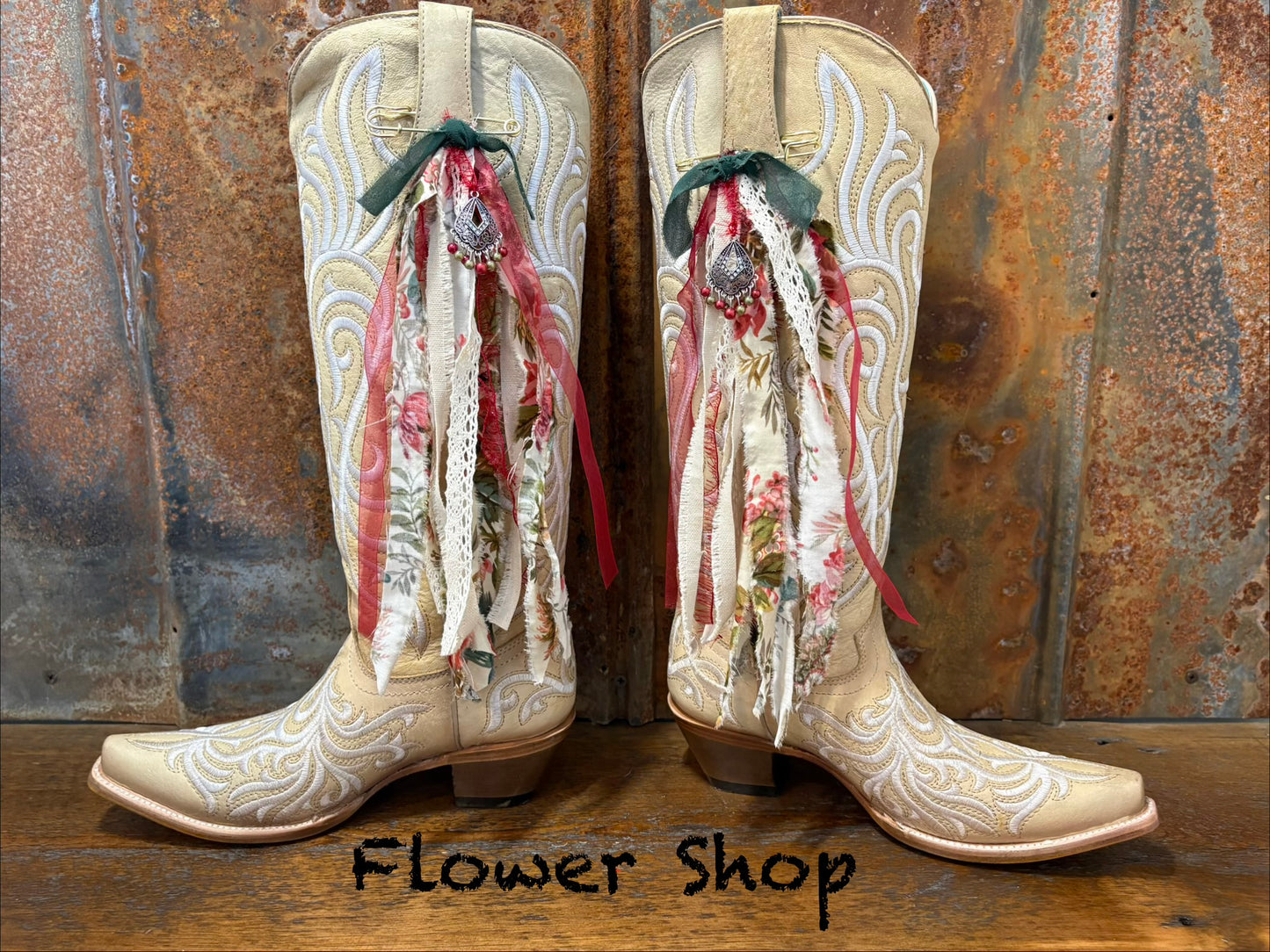 Cowboy Boot Ties Bows Dangles - Western Boho Cowgirl Handmade accessory - Flower Shop