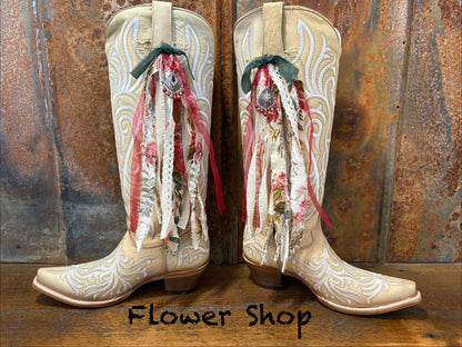 Cowboy Boot Ties Bows Dangles - Western Boho Cowgirl Handmade accessory - Flower Shop