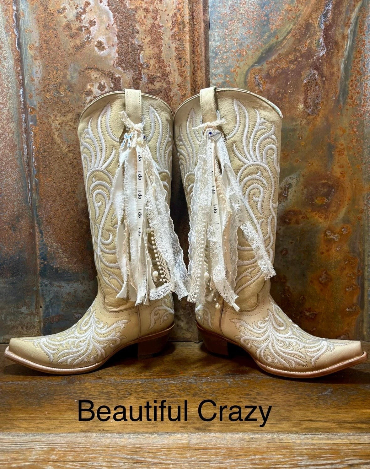 Wedding Cowboy Boot Ties Bows Dangles - Western Boho Cowgirl Handmade accessory - Speechless
