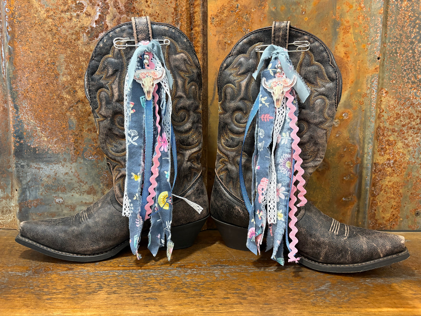 Cowboy Boot Ties Bows Dangles - Western Boho Cowgirl Handmade accessory -Cowgirls