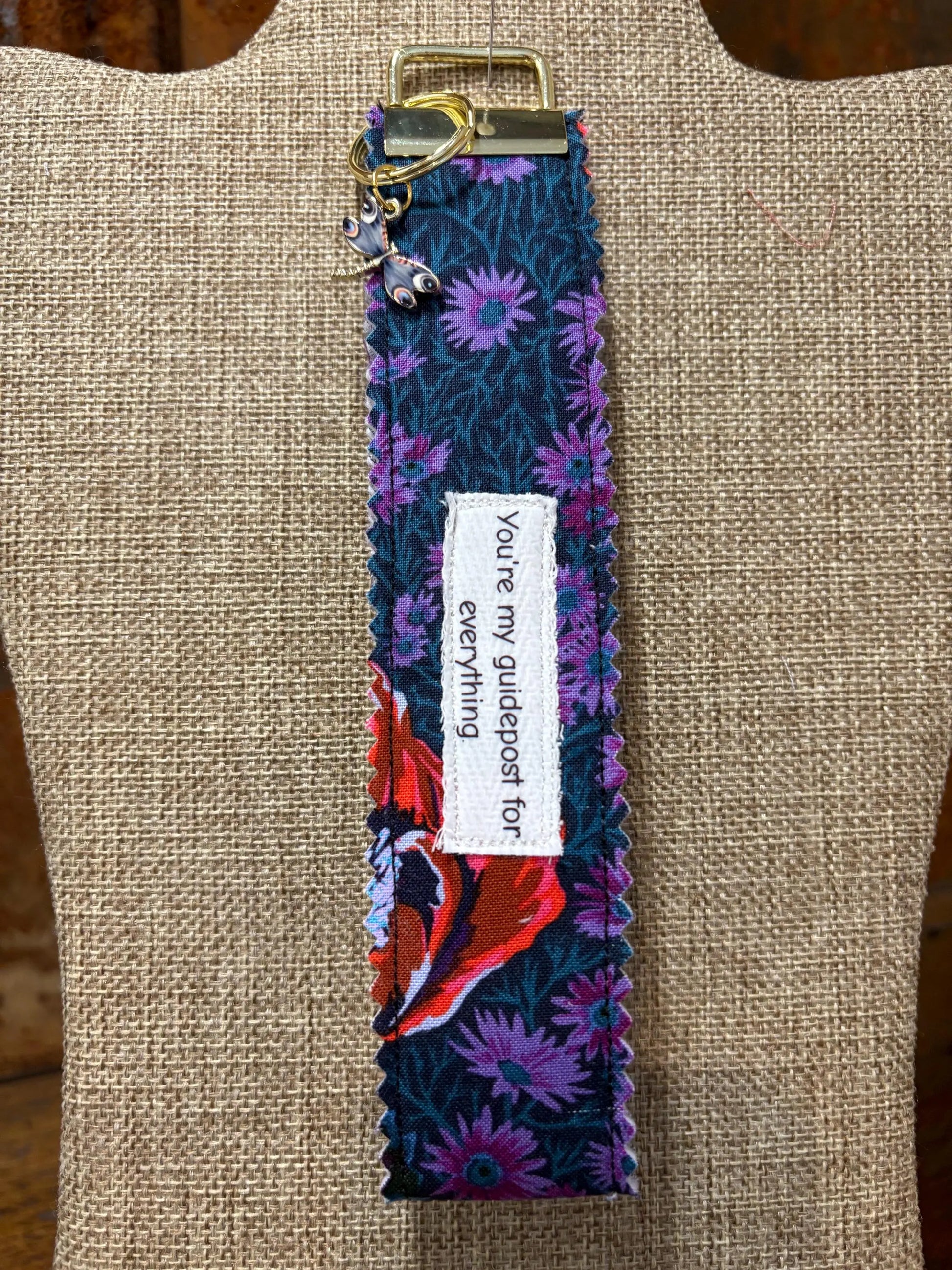 Homemade Homespun Fabric Gilmore Girls Themed Key Fob Keychain You're My Guidepost For Everything