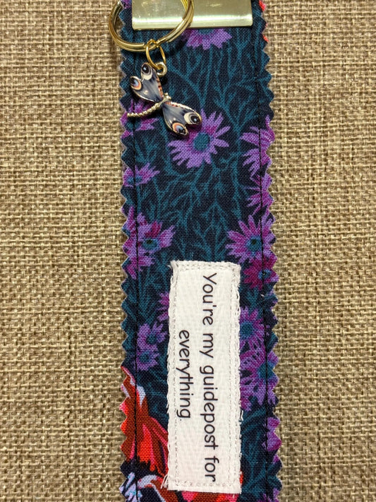 Homemade Homespun Fabric Gilmore Girls Themed Key Fob Keychain You're My Guidepost For Everything
