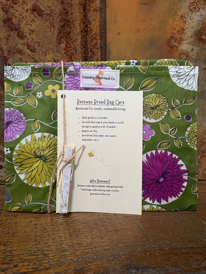 Handmade Organic Beeswax Bread Bag w/ Matching Clothes Pin Clip – Reusable Eco Friendly