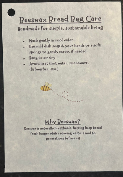 Handmade Organic Beeswax Bread Bag w/ Matching Clothes Pin Clip – Reusable Eco Friendly