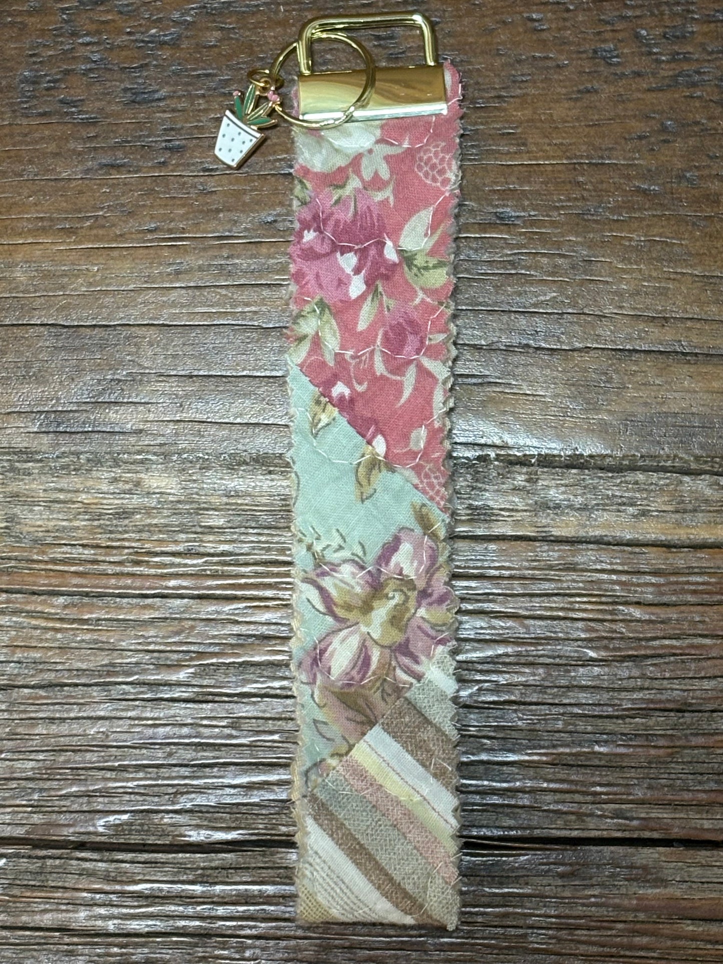Upcycled Vintage Quilt Key Fob Keychain