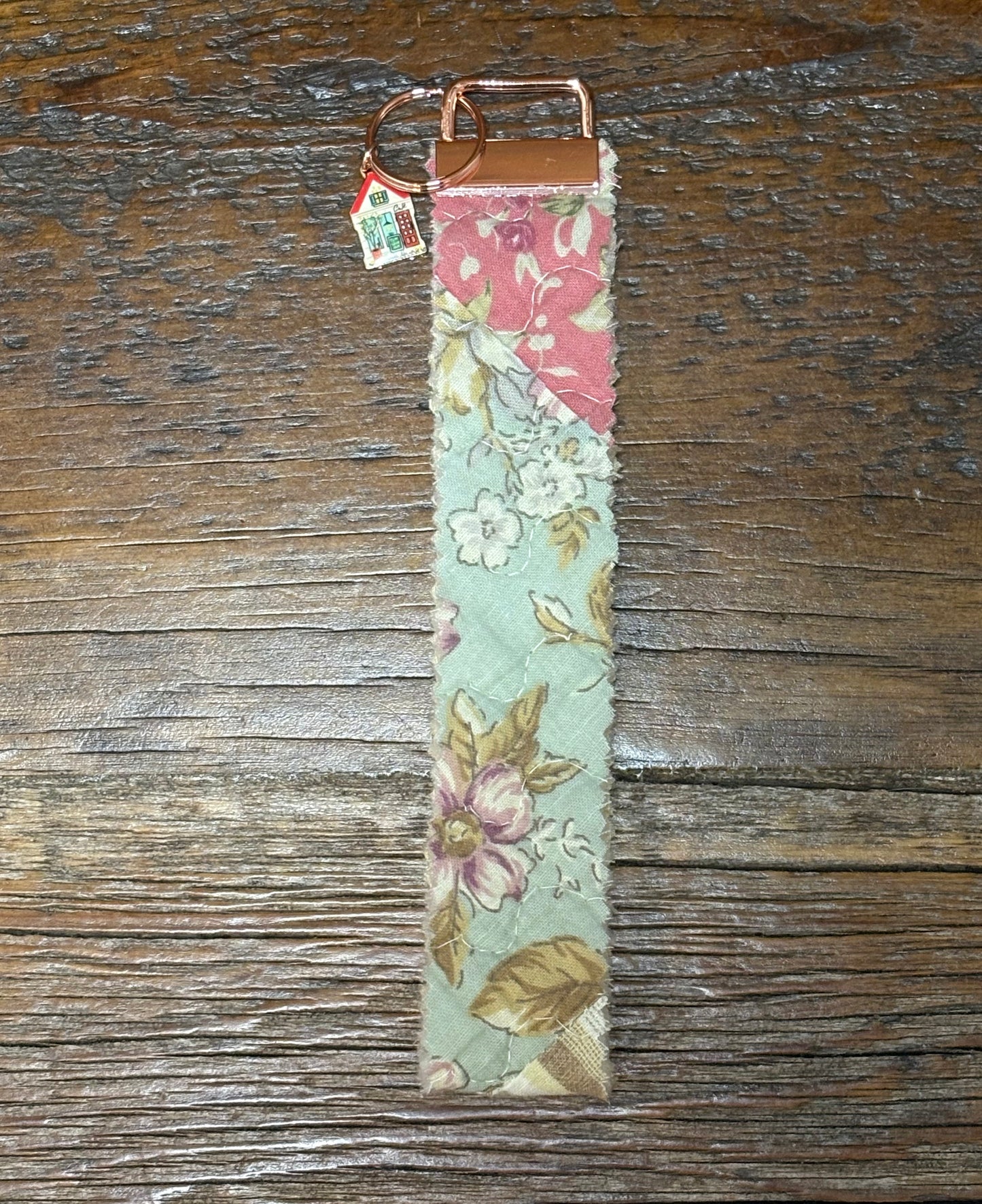Upcycled Vintage Quilt Key Fob Keychain