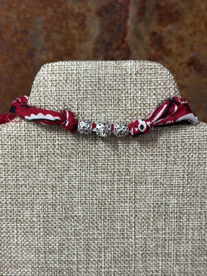 Handmade Bandana Denim Suede Cord Charm Bracelet w/ Adjustable Sliding Knot Chicken Bracelet