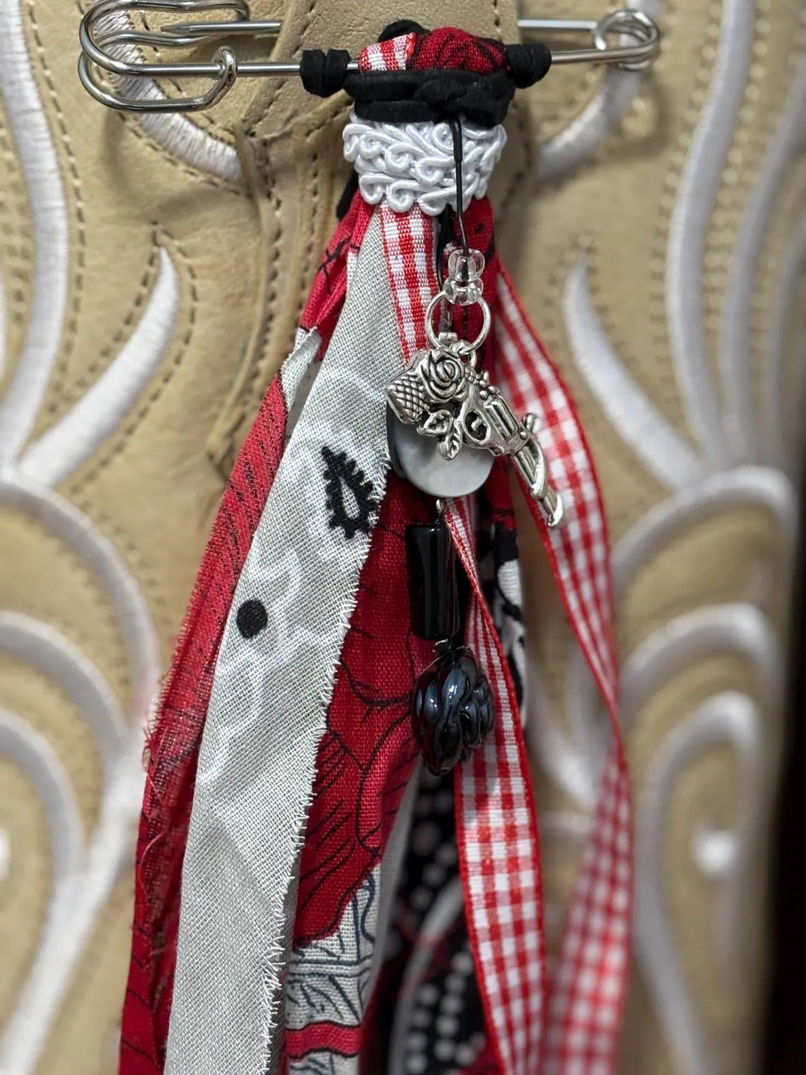 Cowboy Boot Ties Bows Dangles - Western Boho Cowgirl Handmade accessory - Heart like a truck