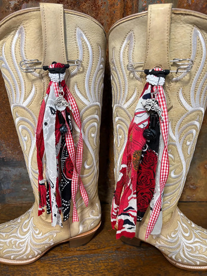 Cowboy Boot Ties Bows Dangles - Western Boho Cowgirl Handmade accessory - Heart like a truck