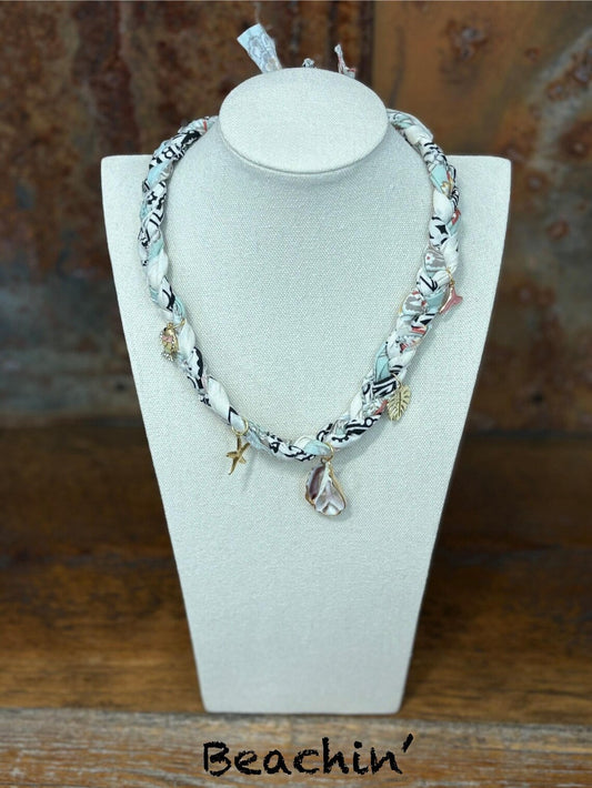 Bandana Charm Necklace - Handmade Beachy Western Boho Bandanna Jewelry - Beachin'