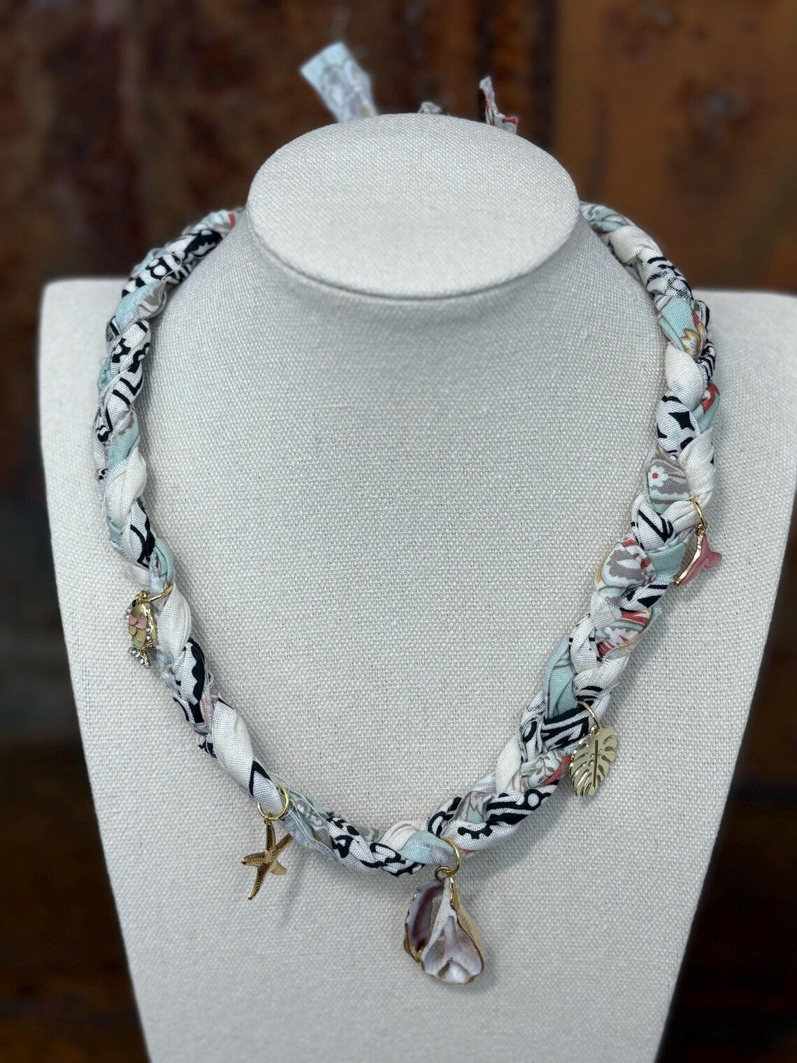 Bandana Charm Necklace - Handmade Beachy Western Boho Bandanna Jewelry - Beachin'