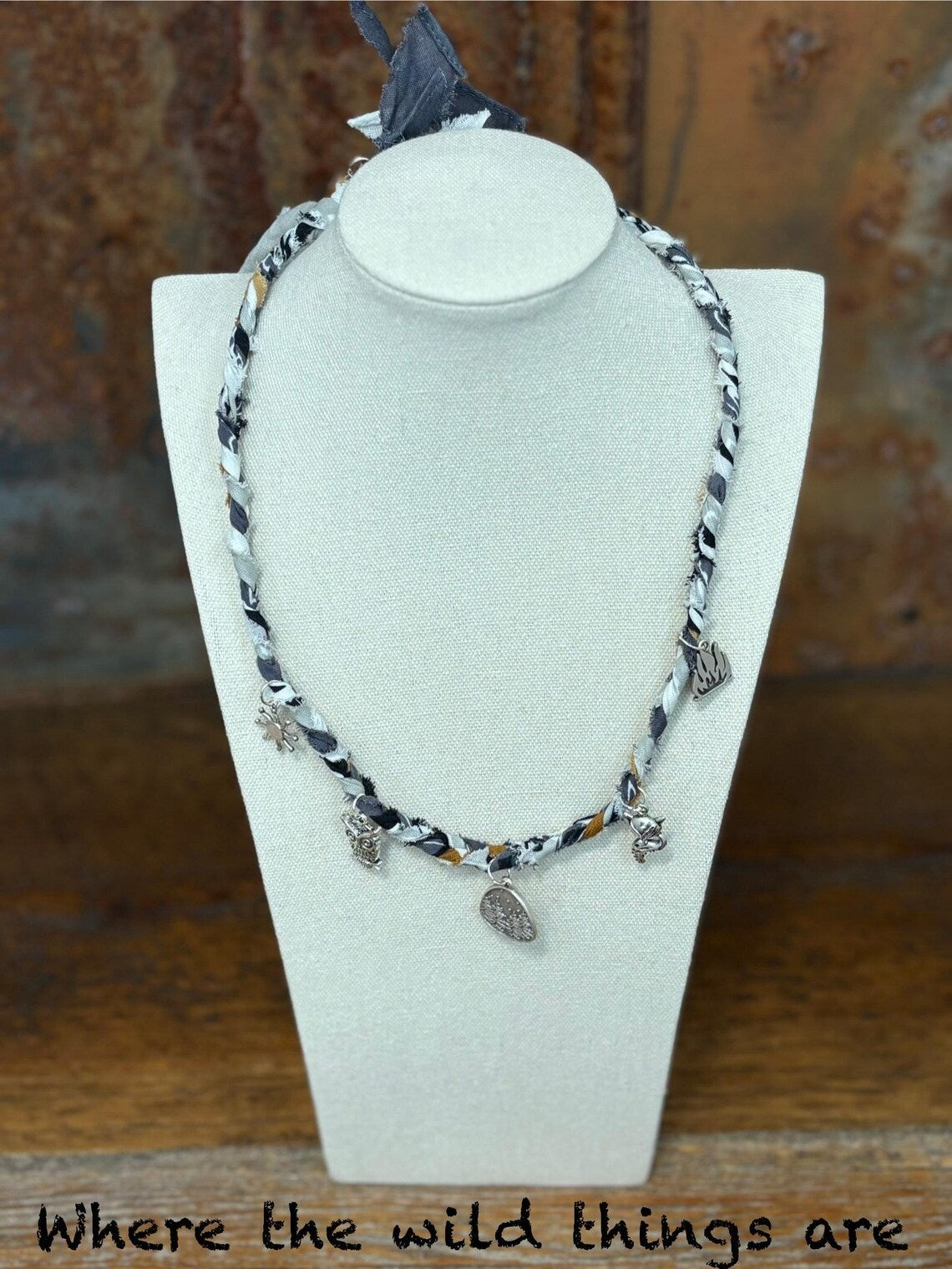 Bandana Charm Necklace - Handmade Western Boho Bandanna Jewelry - Where the Wild Things Are
