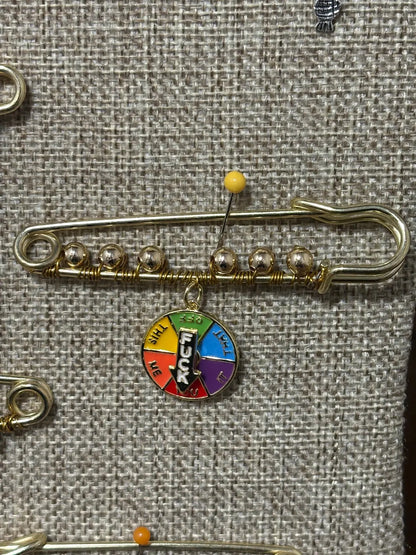 Handmade Beaded Safety Pin Brooch: Western Boho Fashion Accessory F@#k you spinner