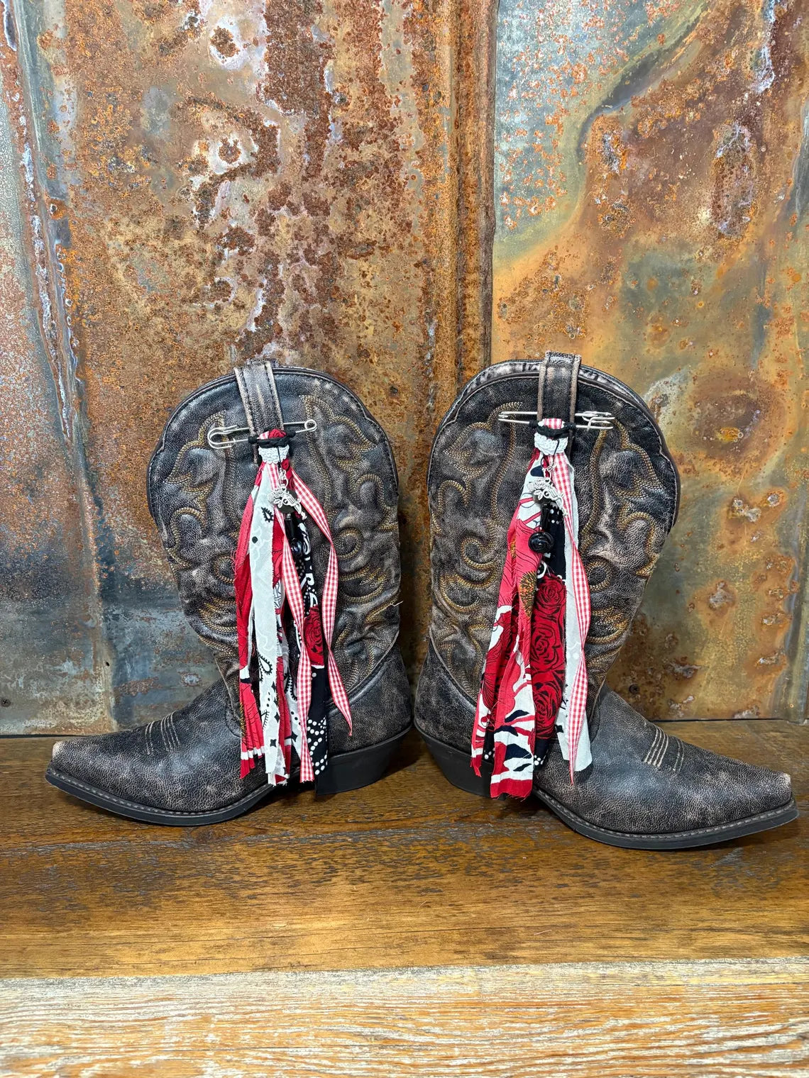 Cowboy Boot Ties Bows Dangles - Western Boho Cowgirl Handmade accessory - Heart like a truck