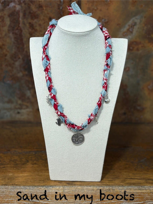 Bandana Charm Necklace - Handmade Western Boho Bandanna Jewelry - Sand in my Boots