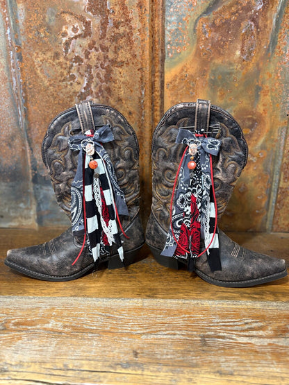 Cowboy Boot Ties Bows Dangles - Western Boho Cowgirl Handmade accessory - Heart like mine