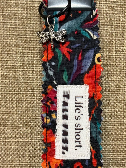 Homemade Homespun Fabric Gilmore Girls Themed Key Fob Keychain Life's Short, Talk Fast