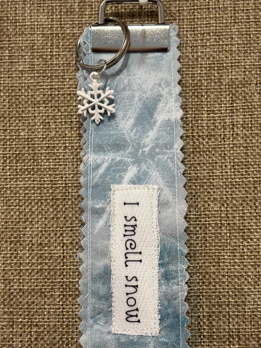 Homemade Homespun Fabric Gilmore Girls Themed Key Fob Keychain I Smell Snow
