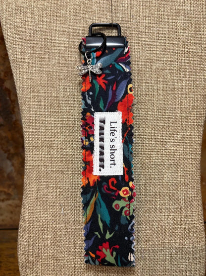 Homemade Homespun Fabric Gilmore Girls Themed Key Fob Keychain Life's Short, Talk Fast