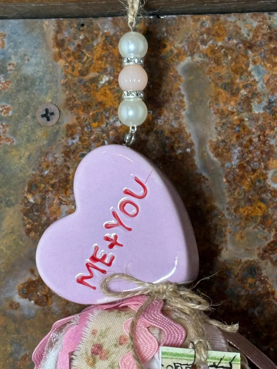 Me + You Anniversary Valentines Day Gift Heart Salt Shaker Tassel I'm happiest when I'm with you