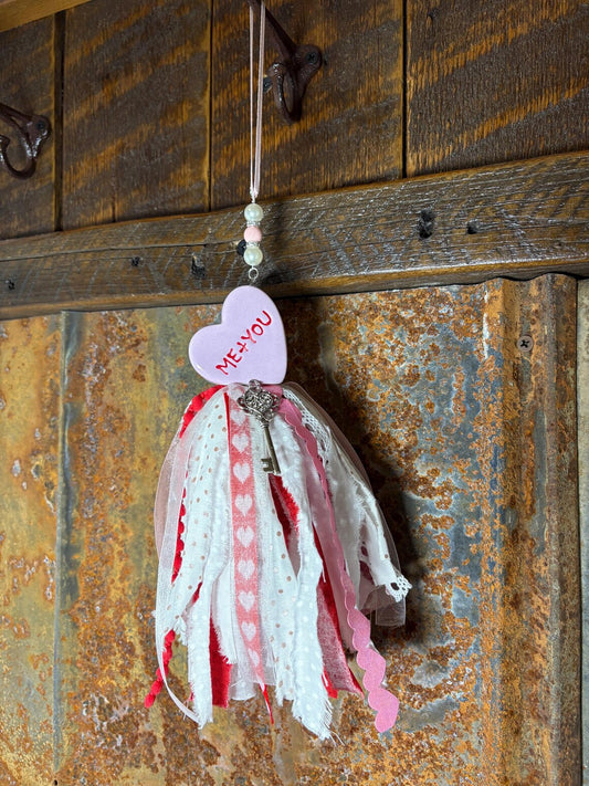 Me + You Anniversary Valentines Day Gift Heart Salt Shaker Tassel Key Charm