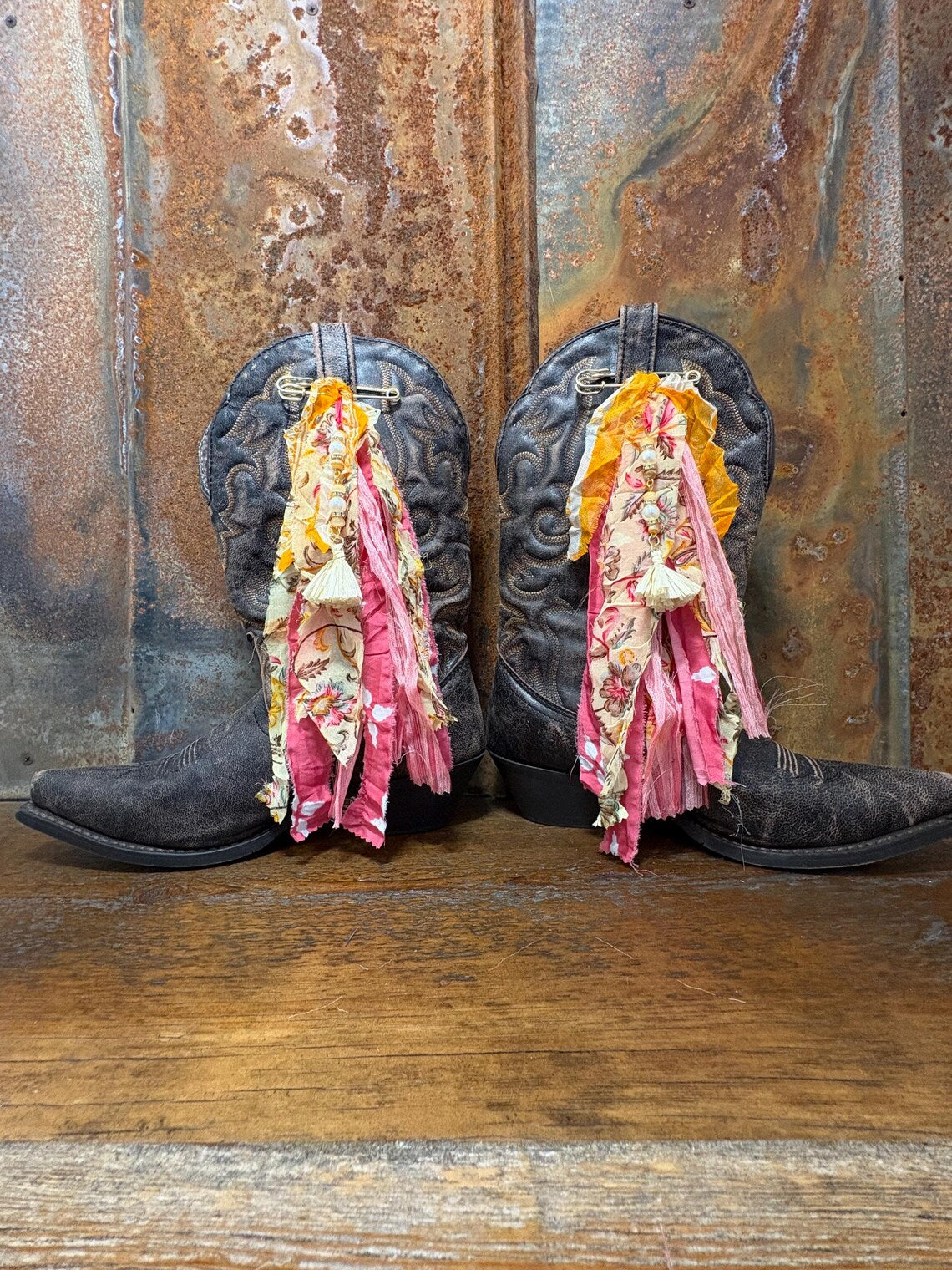 Cowboy Boot Ties Bows Dangles - Western Boho Cowgirl Handmade accessory - Gypsy
