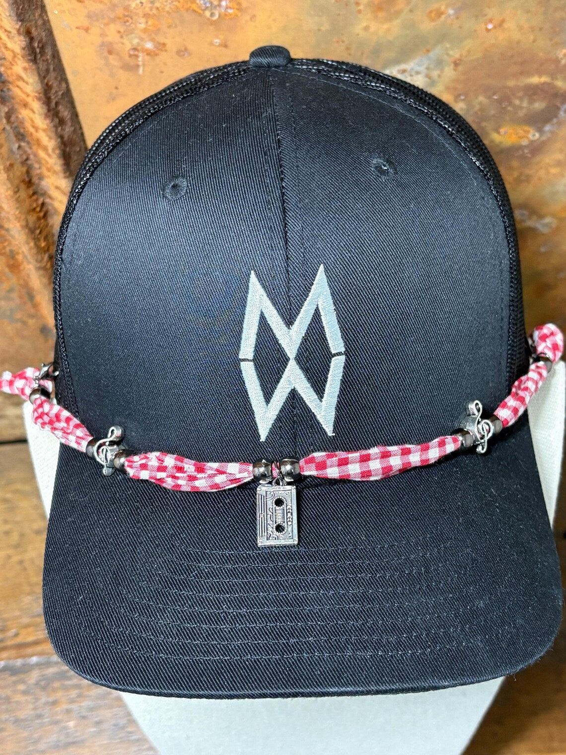 Trucker Hat Baseball Cap Band Add-on Removable Hat Jewelry Cassette Tape Music Charms