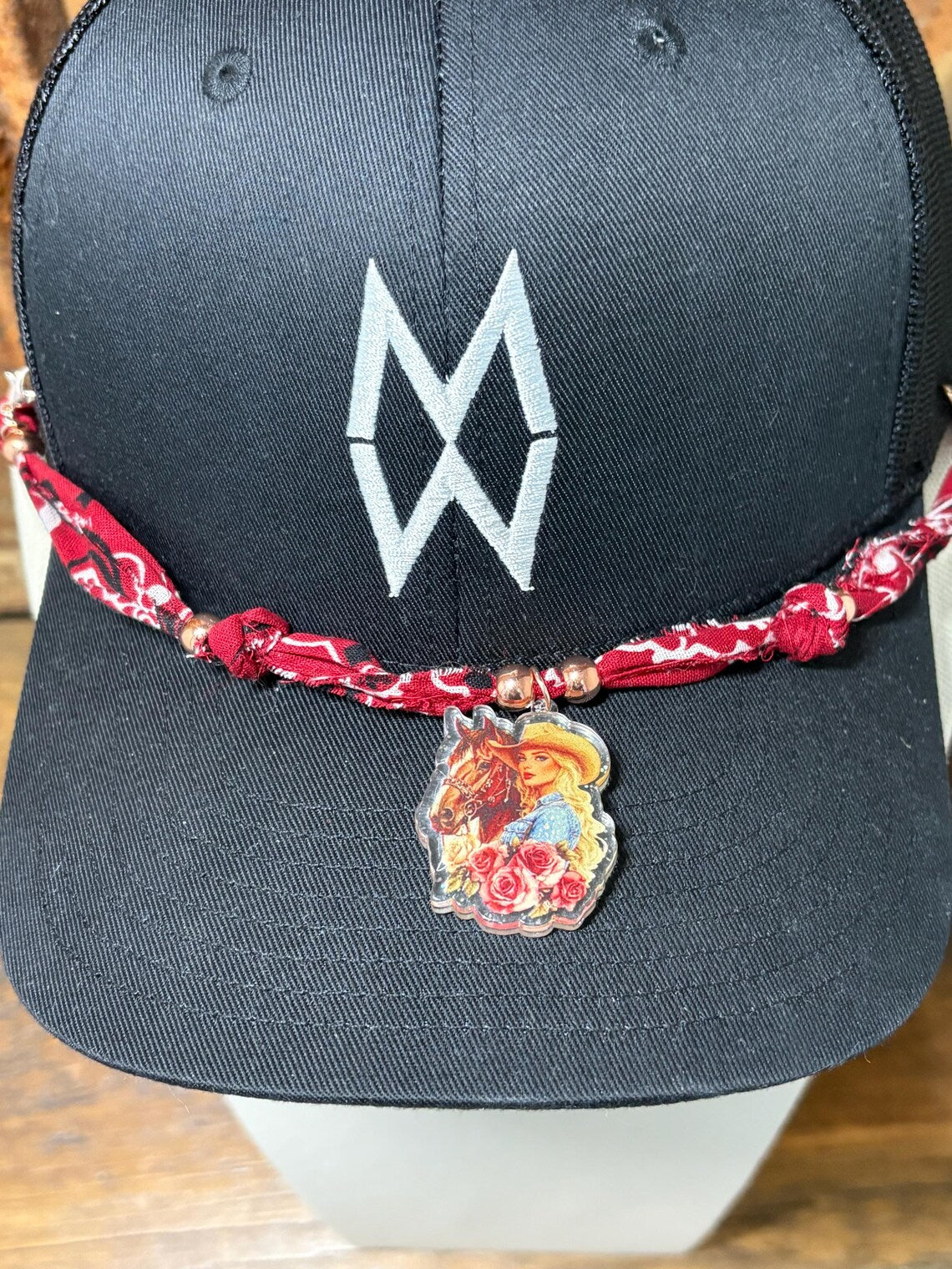 Trucker Hat Baseball Cap Band Add-on Removable Hat Jewelry Acrylic Cowgirl Charm