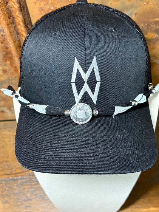Trucker Hat Baseball Cap Band Add-on Removable Hat Jewelry Silver Concho Charm
