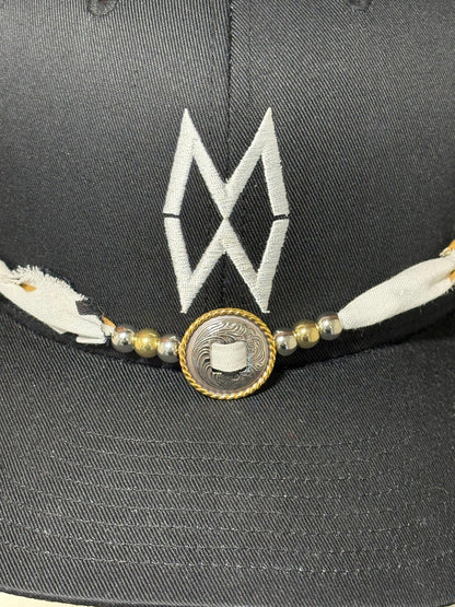 Trucker Hat Baseball Cap Band Add-on Removable Hat Jewelry 2-tone Concho Charm