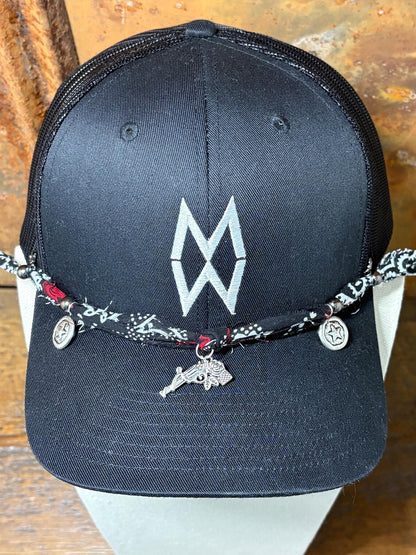 Trucker Hat Baseball Cap Band Add-on Removable Hat Jewelry Gun/Rose Charm