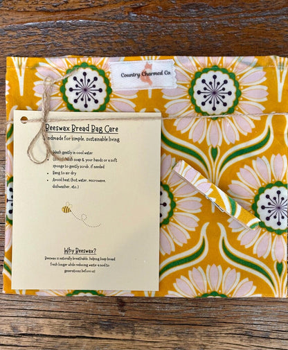Handmade Organic Beeswax Bread Bag w/ Matching Clothes Pin Clip – Reusable Eco Friendly