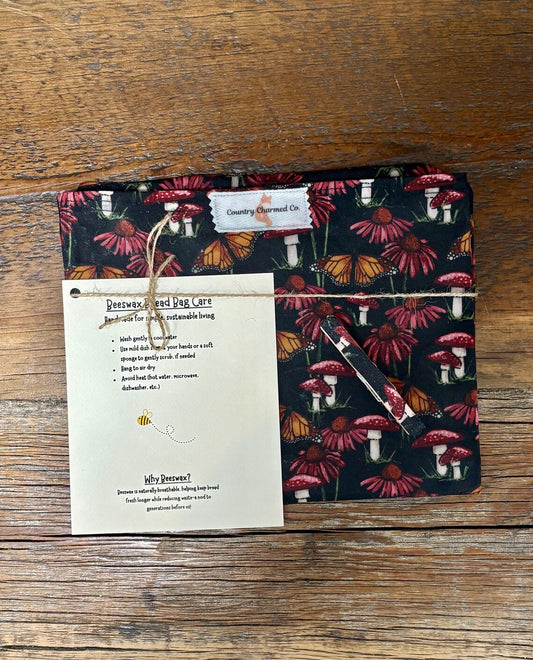 Handmade Organic Beeswax Bread Bag w/ Matching Clothes Pin Clip – Reusable Eco Friendly