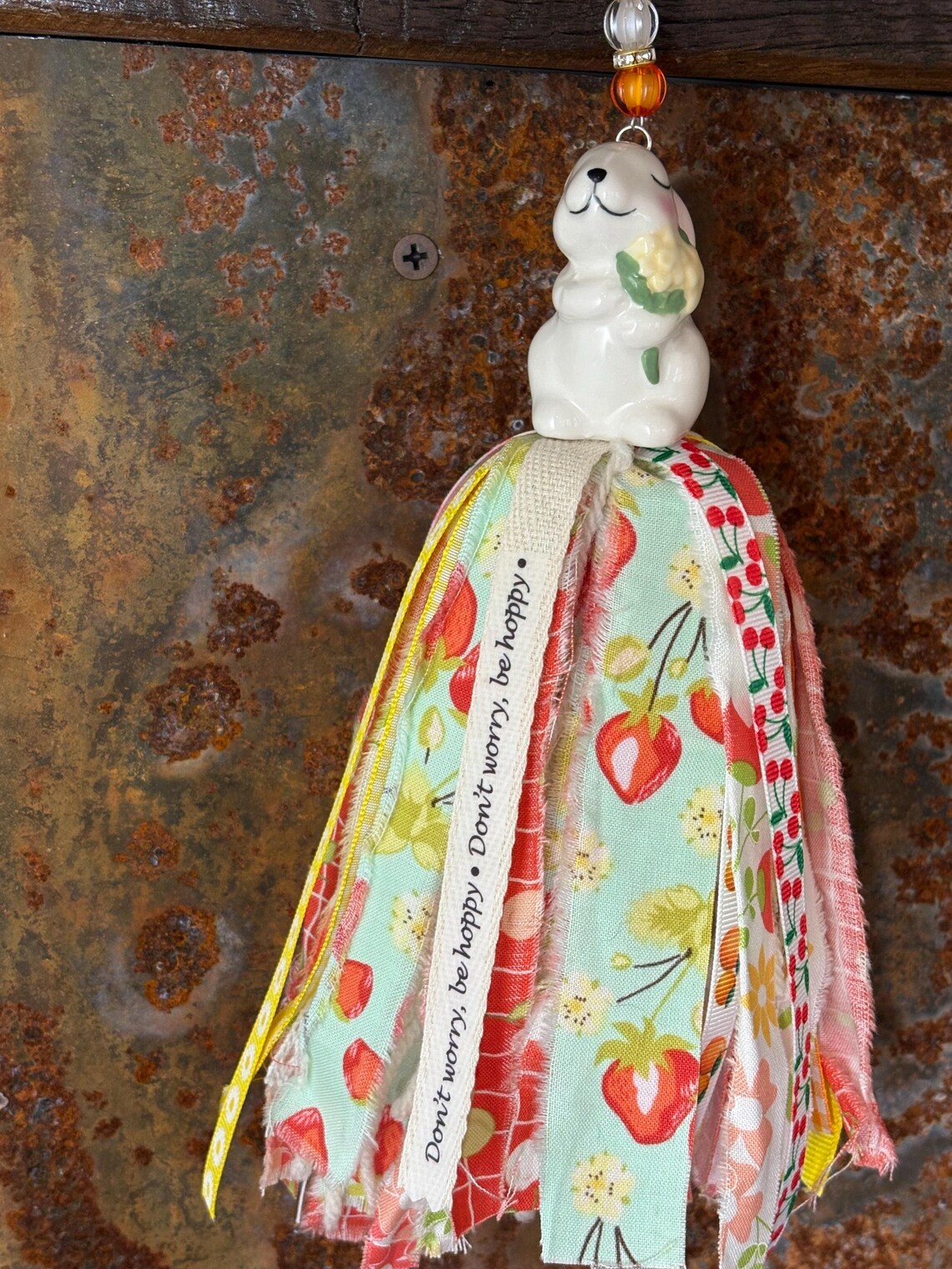Bunny Rabbit Salt Shaker Tassel -Don’t worry, be hoppy