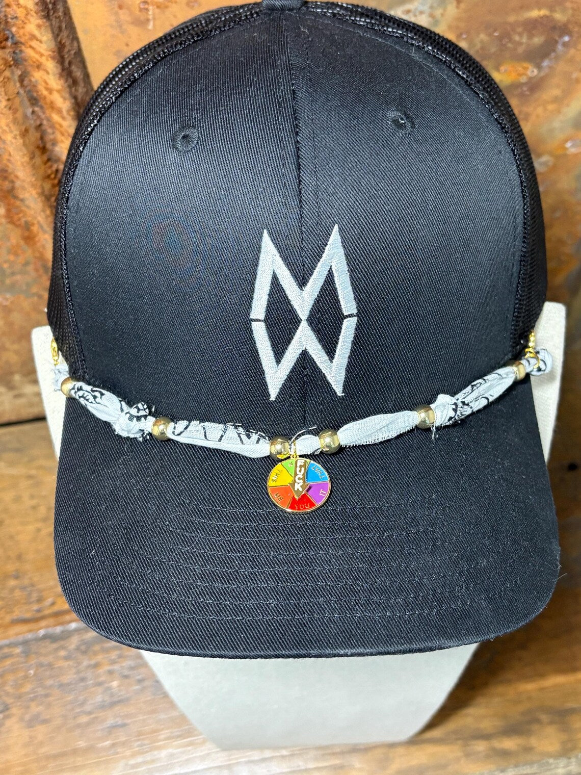 Trucker Hat Baseball Cap Band Add-on Removable Hat Jewelry F@#k Spinner