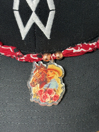 Trucker Hat Baseball Cap Band Add-on Removable Hat Jewelry Acrylic Cowgirl Charm