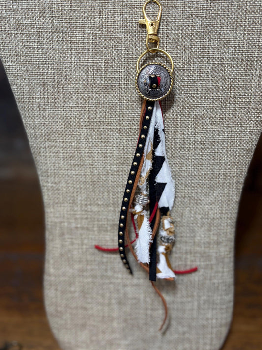 Handmade Concho Bandana Purse Backpack Charm Keychain Suede Cording Concho