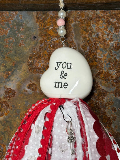 You & Me Anniversary Valentines Day Gift Heart Salt Shaker Tassel Key to Heart