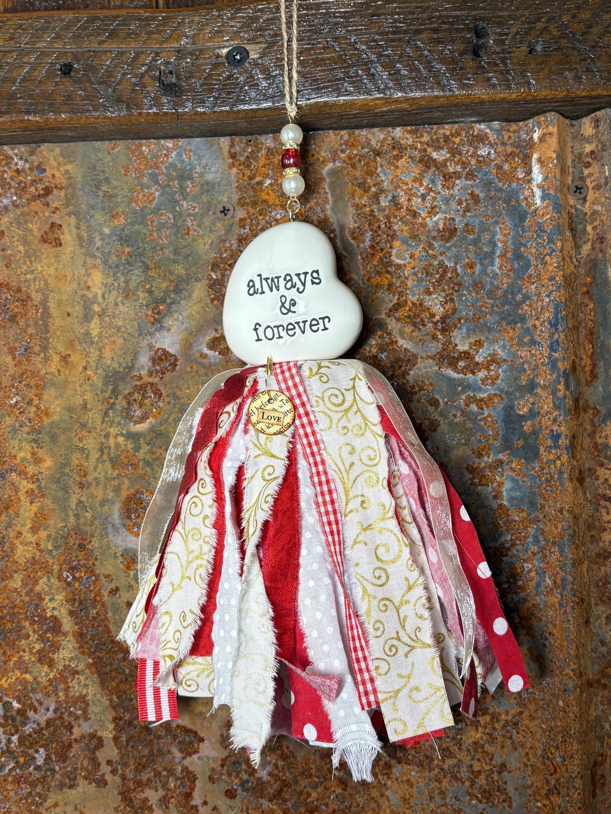 Always & Forever Anniversary Valentines Day Gift Heart Salt Shaker Tassel Love Tag