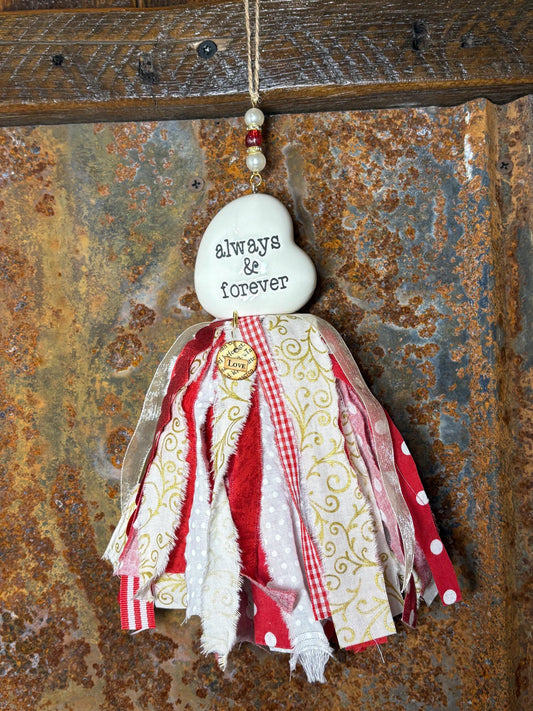 Always & Forever Anniversary Valentines Day Gift Heart Salt Shaker Tassel Love Tag