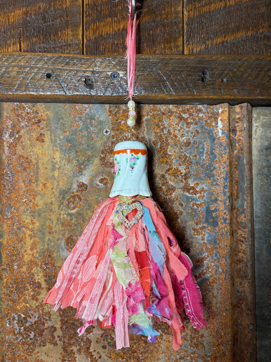 Vintage Shabby Chic Boho Cottage Core Salt Shaker Tassel