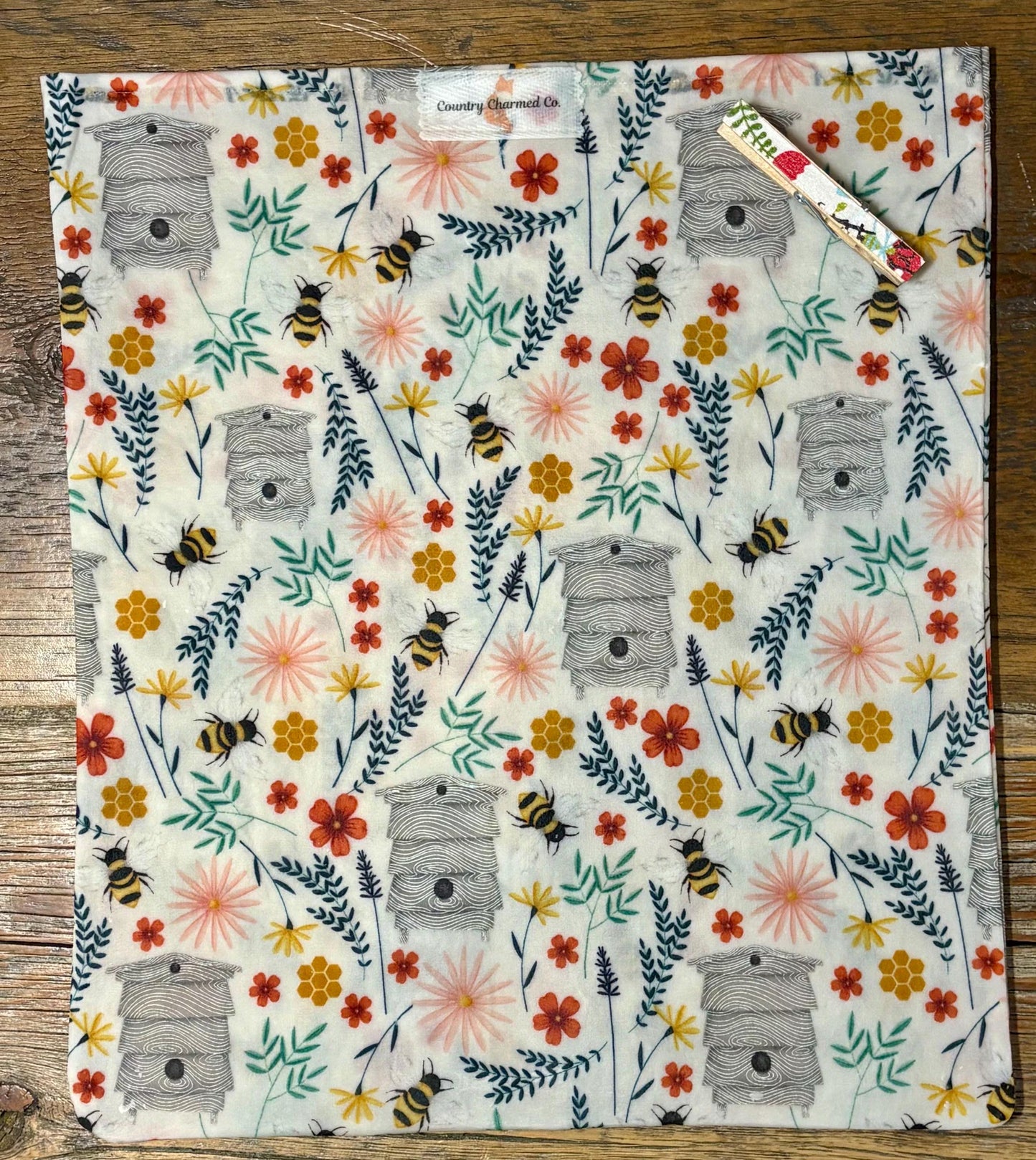 Handmade Organic Beeswax Bread Bag w/ Decorative Clothes Pin Clip – Reusable Eco Friendly