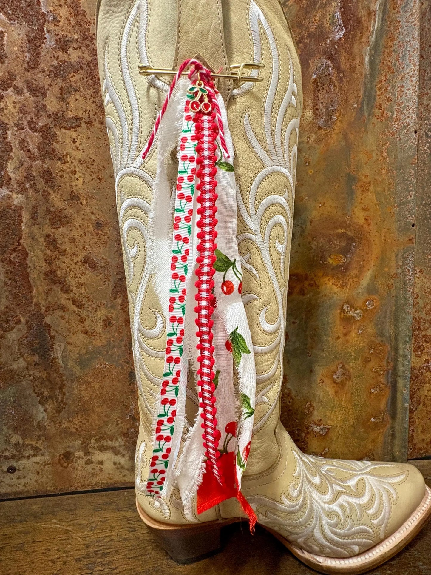 Cowboy Boot Ties Bows Dangles - Western Boho Cowgirl Handmade accessory - Cherry on Top